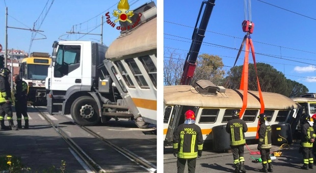 Roma, scontro tra tram e camion sulla Termini-Centocelle