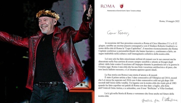 Vasco Rossi riceverà la Lupa Capitolina: «Lettera d'amore da Roma. Tornerò per ritirare il premio»