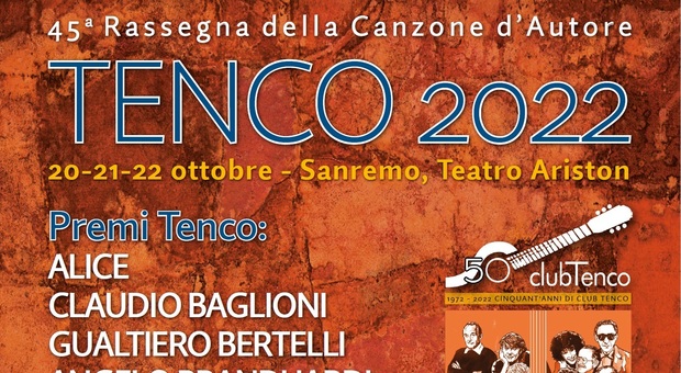 Premio Tenco 2022: vincono Baglioni, Alice, Branduardi, Concato e Giorgio Conte. La consegna al teatro Ariston di Sanremo