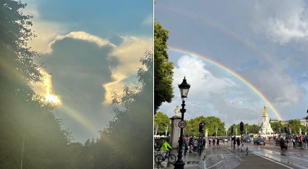 Regina Elisabetta, la curiosa nuvola e l'arcobaleno poco dopo la sua morte: le foto spopolano sul web