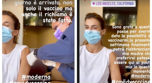 Elisabetta Canalis vaccinata: «Ora posso tornare in Italia e riabbracciare mia mamma»