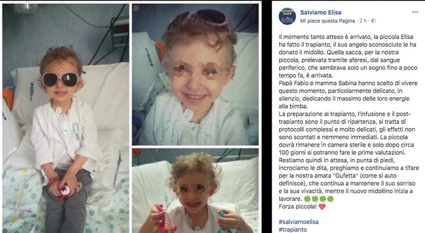 Elisa, malata di leucemia a 3 anni, "ha avuto il trapianto di midollo": l'annuncio dei genitori