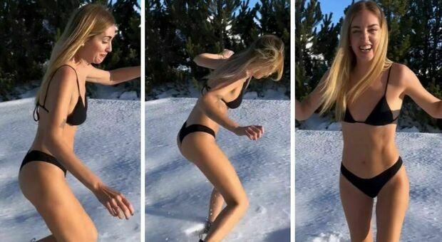 Chiara Ferragni quasi nuda sulla neve, il video in bikini fa infuriare gli haters: «Sei un'esibizionista»