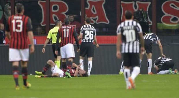 Milan-Juve, paura per Poli: scontro con Caceres ​e trauma cranico, ora sta meglio