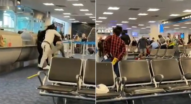 Maxi-rissa in aeroporto, botte da orbi tra due gruppi: nessuno riusciva a fermarli. Arrestato un uomo - IL VIDEO INCREDIBILE