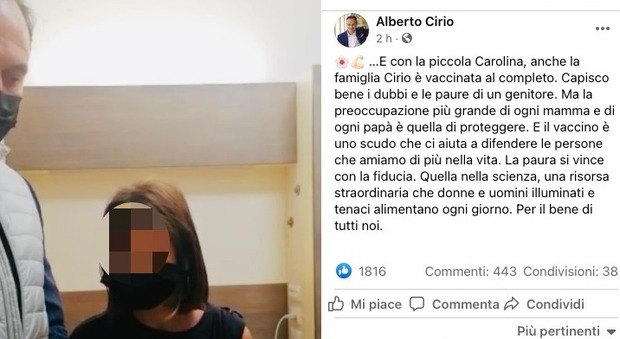 Piemonte, Cirio fa vaccinare la figlia (e posta la foto). Insulti dai no-vax: «Non toccate i bambini»
