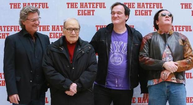 'The Hateful Eight', accoglienza trionfale ​per Tarantino e Morricone a Cinecittà