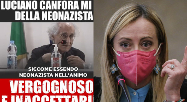 Giorgia Meloni: «Canfora mi definisce "neonazista nell'anima". Becera propaganda, querelo»