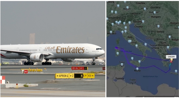 Allarme terrorismo sui cieli italiani, Boeing Emirates si ferma sopra la Sardegna e torna a terra scortato dai caccia Cos'è successo