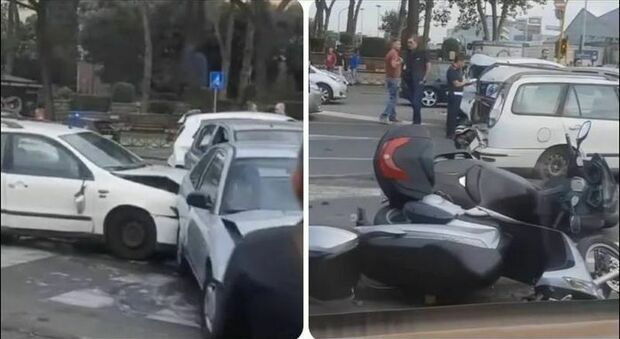 Maxi incidente tra via Tuscolana e Palmiro Togliatti: pullman si schianta con quattro auto e due scooter
