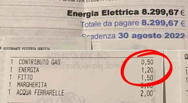 Napoli, il costo di luce e gas nello scontrino. Titolare di una pizzeria: «Bolletta più cara di 5.500 euro in un anno»