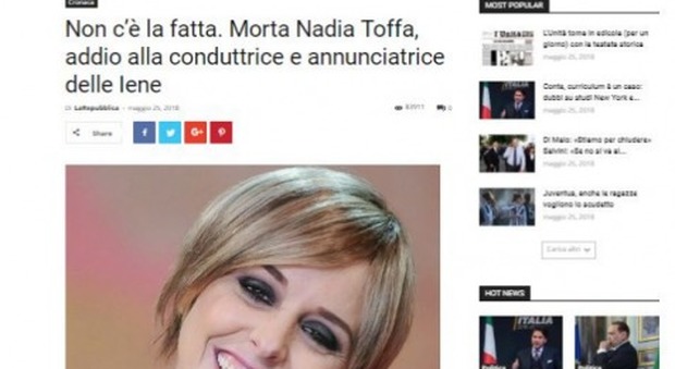 «Nadia Toffa è morta»: la bufala terribile che sta facendo infuriare i suoi fans