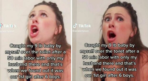 Mamma (di 7 figli) entra in travaglio seduta sul wc di casa e partorisce da sola: il momento ripreso su TikTok. Poi la scoperta...