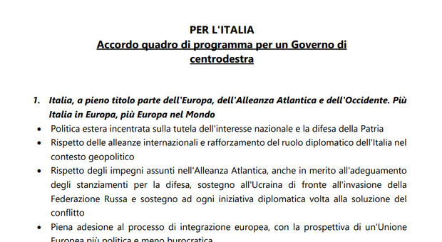 Centrodestra, ecco il «Programma per l'Italia» di Meloni, Salvini e Berlusconi: dalla flat tax al Ponte sullo Stretto Il testo