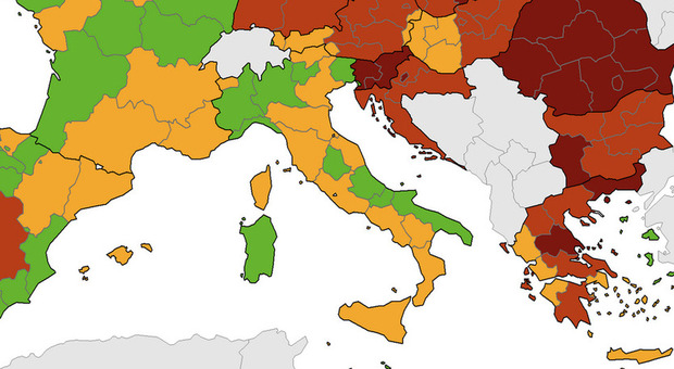 Covid, nessuna regione in rosso: mezza Italia in verde, le altre in giallo. La mappa aggiornata