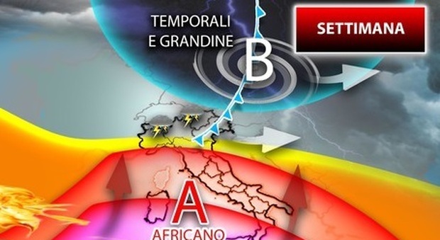 Previsioni meteo, Italia divisa in due: previsti caldo torrido con punte record al sud e maltempo con temporali forti al nord