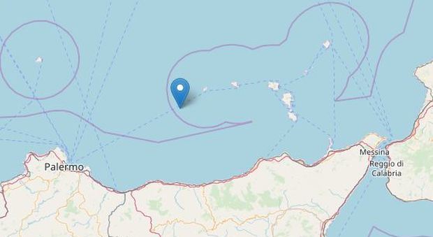 Terremoto al largo delle isole Eolie Mappa