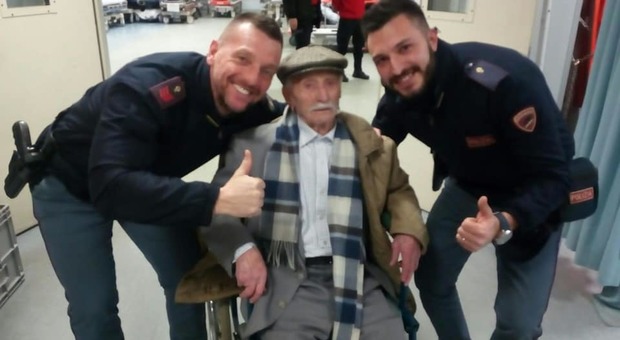 Nonno Giuseppe, 102 anni, si perde di notte al gelo: salvato da due poliziotti