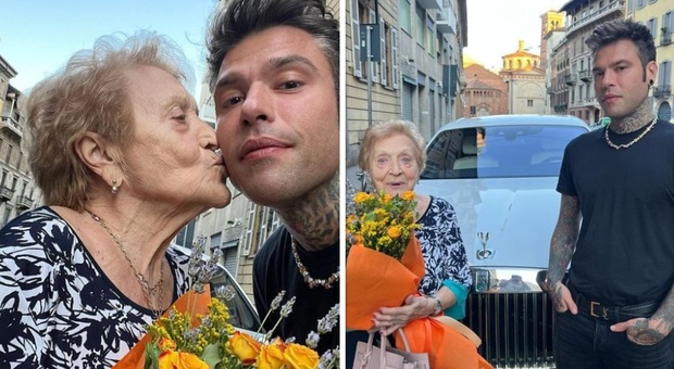 Fedez e la cena romantica con nonna Luciana: fiori, macchina di lusso e ristorante in centro