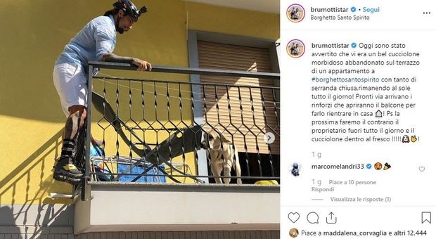 Vittorio Brumotti si arrampica e salva il cucciolo di Labrador abbandonato in balcone sotto al sole