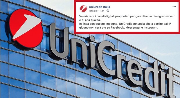 Unicredit abbandona i social network: «Per garantire un dialogo riservato e di alta qualità»