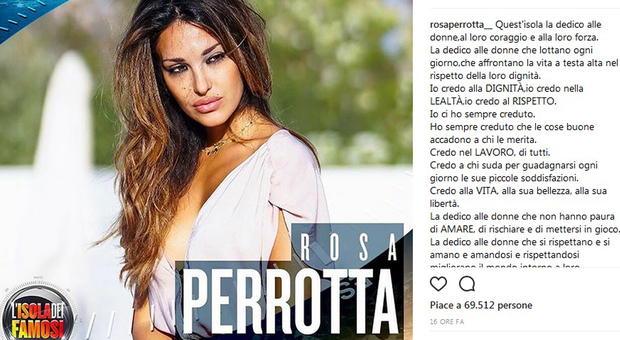 Rosa Perrotta all'Isola dei Famosi, il messaggio su instagram: "La dedico alle non “fidanzate di", alle non “figlie di”..."
