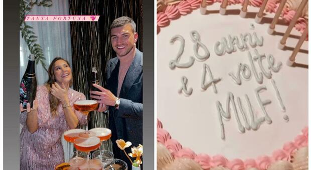 Beatrice Valli, la festa di compleanno pink e la torta a sorpresa: «28 anni e 4 volte milf»