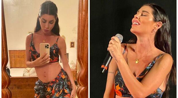 Bianca Atzei incinta, sul palco con il pancione in vista: bellezza e energia per due