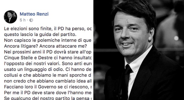 Matteo Renzi, lo sfogo su fb: "Il Pd ha perso, mi sono dimesso, ancora mi attaccate?"