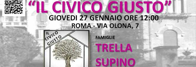 Roma, un nuovo “Civico Giusto” per il giorno della Memoria: in via Olona la storia delle famiglie Trella e Supino