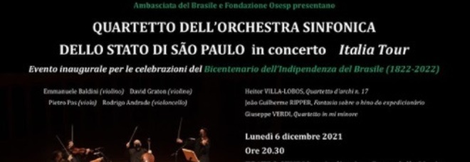 L'Ambasciata del Brasile a Roma celebra il Bicentenario dell’Indipendenza con i concerti dal 6 al 10 dicembre
