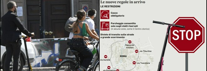 Roma, stretta sui monopattini: casco obbligatorio e vietate le consolari