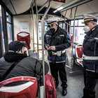 Controlli Green Pass rafforzato della Polizia Municipale su bus e metro a Termini (foto Caprioli/Ag.Toiati)