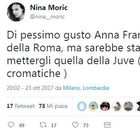 Nina Moric: "Anna Frank? Peggio con la maglia della Juve". Piovono gli insulti social