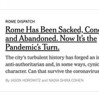 L'articolo del New York Times sulla Quarantena a Roma, secondo cui i romani hanno «la reputazione di aggirare le regole»