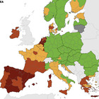 Sicilia e Sardegna in rosso, mappa del contagio Europa